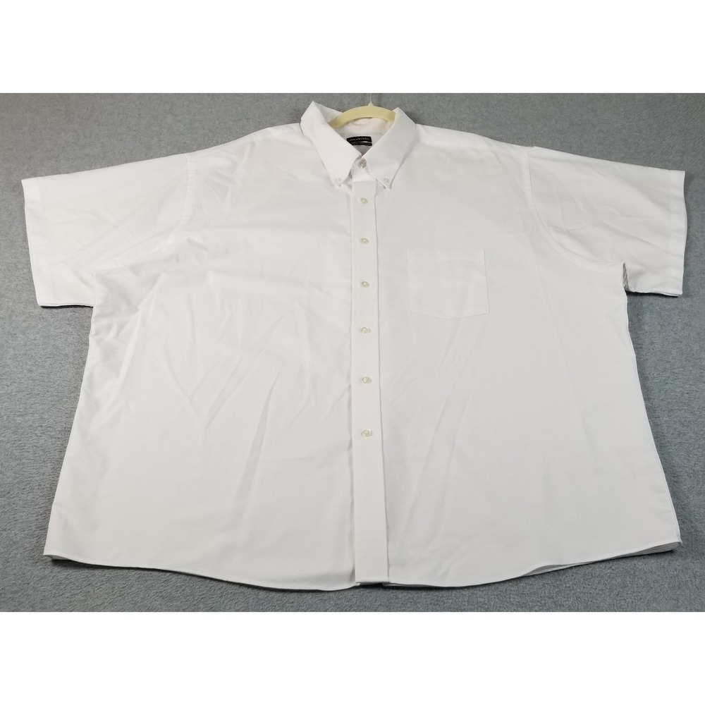 Van Heusen Button Up Shirt Men's 3XL 19 1/2 20 White Sheer Short Sleeves‎ Work